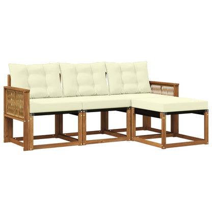 Set di divani da esterno con cuscino 4 pcs Naturale e Crema | homemem39
