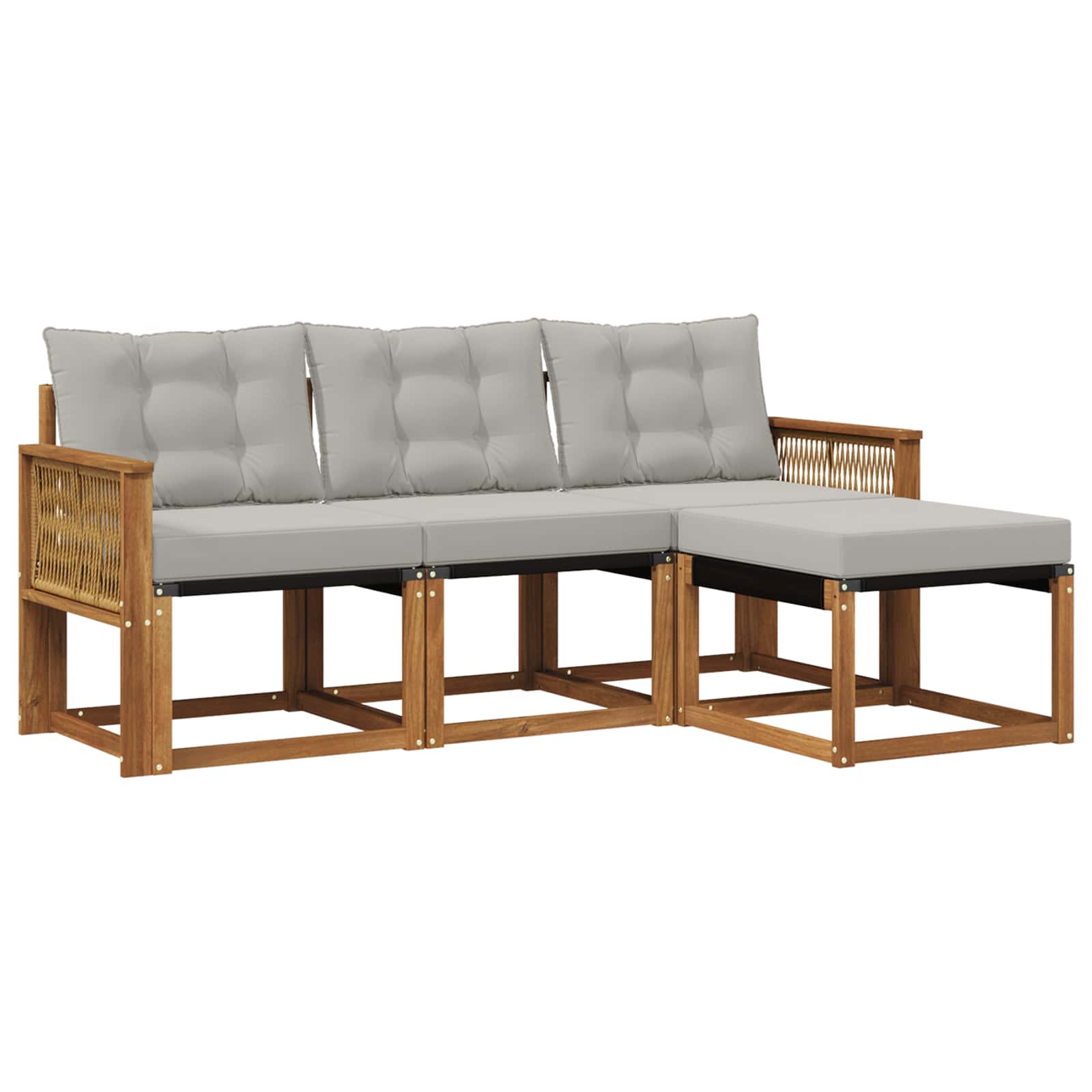 Set di divani da esterno 4 pcs Naturale e Grigio Chiaro | homemem39