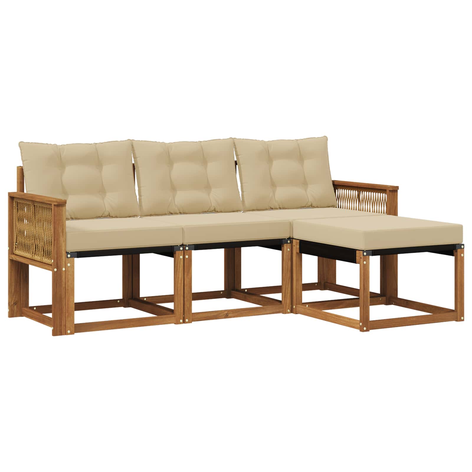 Set di divani da esterno con cuscino 4 pcs Naturale e Beige | homemem39