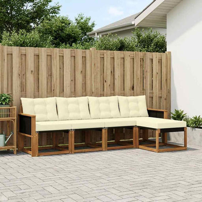 Set di divani da esterno con cuscino 5 pcs Naturale e Crema | homemem39