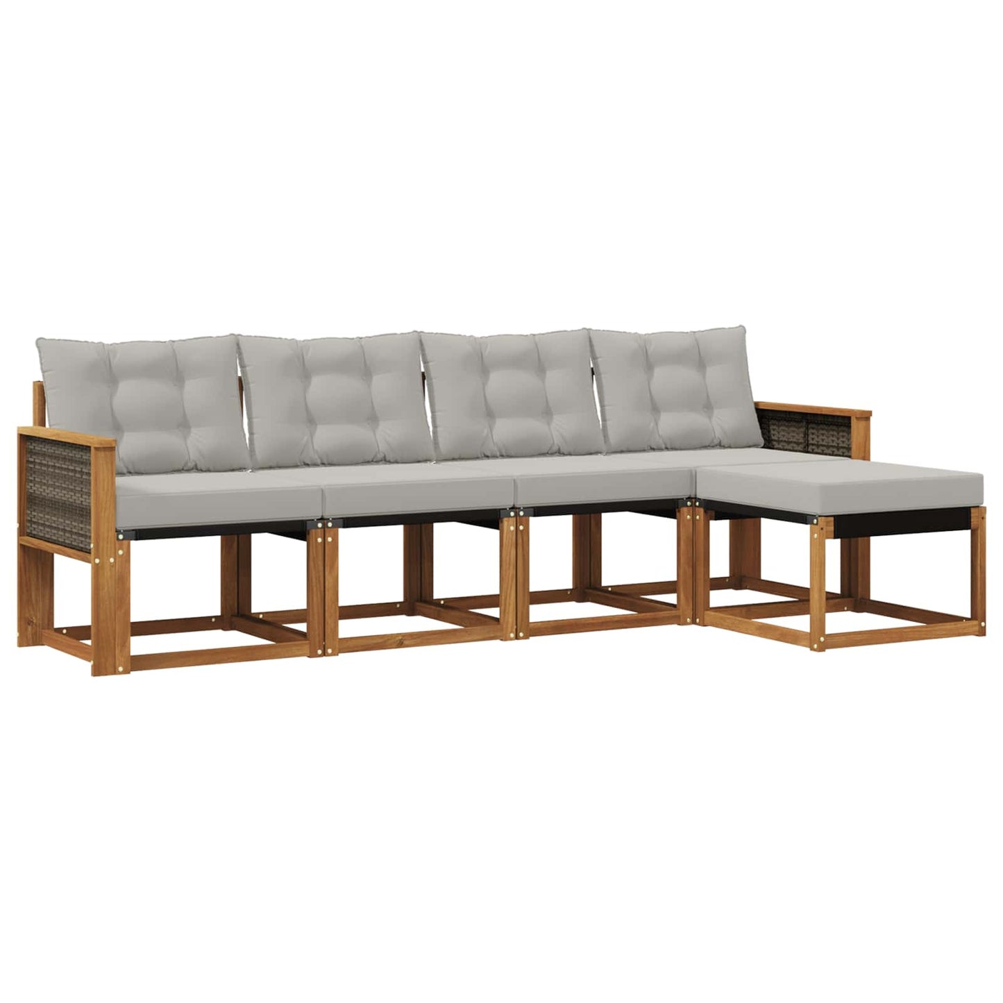 Set di divani da esterno 5 pcs Naturale e Grigio Chiaro | homemem39