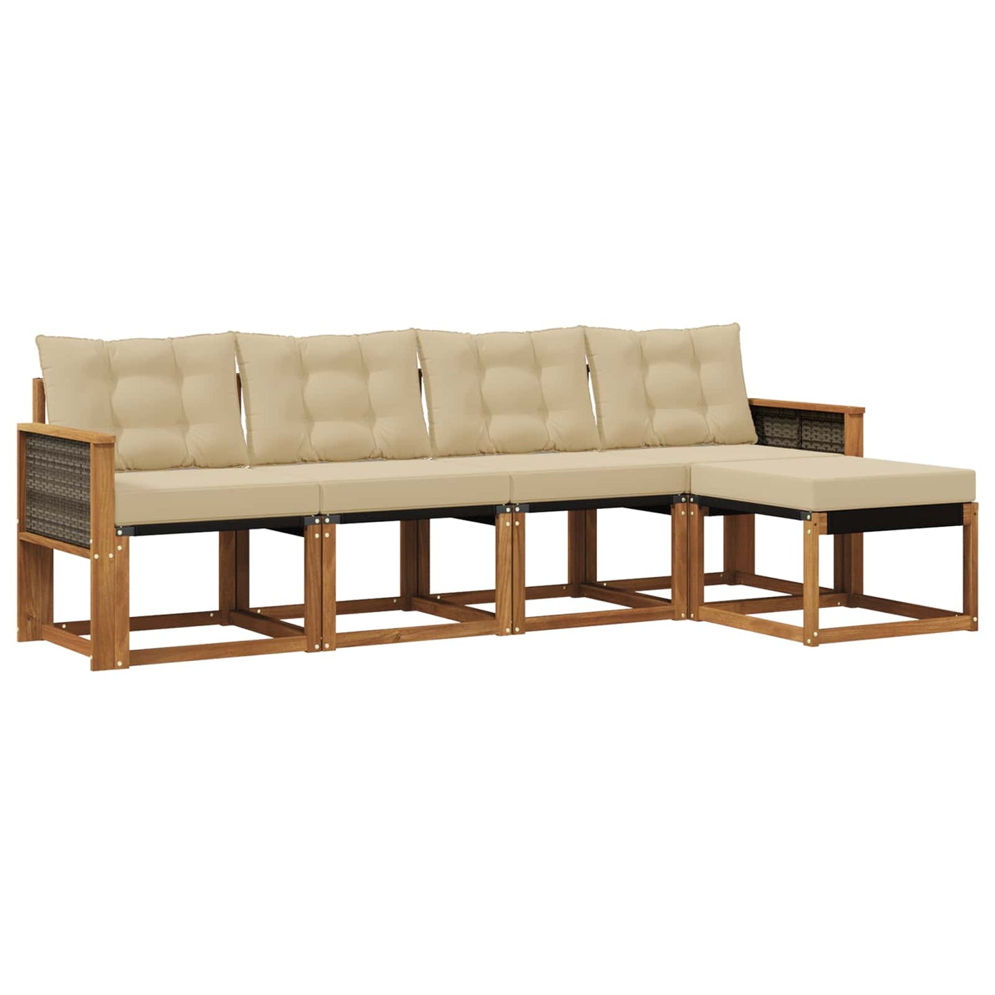 Set di divani da esterno con cuscino 5 pcs Naturale e Beige | homemem39