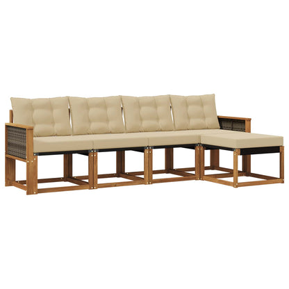 Set di divani da esterno con cuscino 5 pcs Naturale e Beige | homemem39