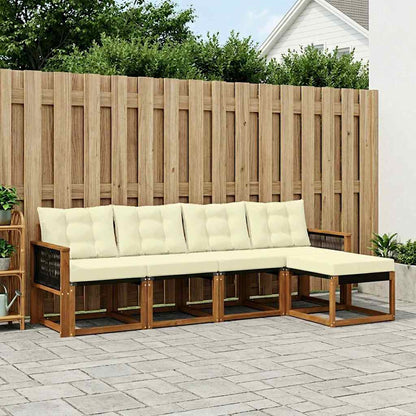 Set di divani da esterno con cuscino 5 pcs Naturale e Crema | homemem39