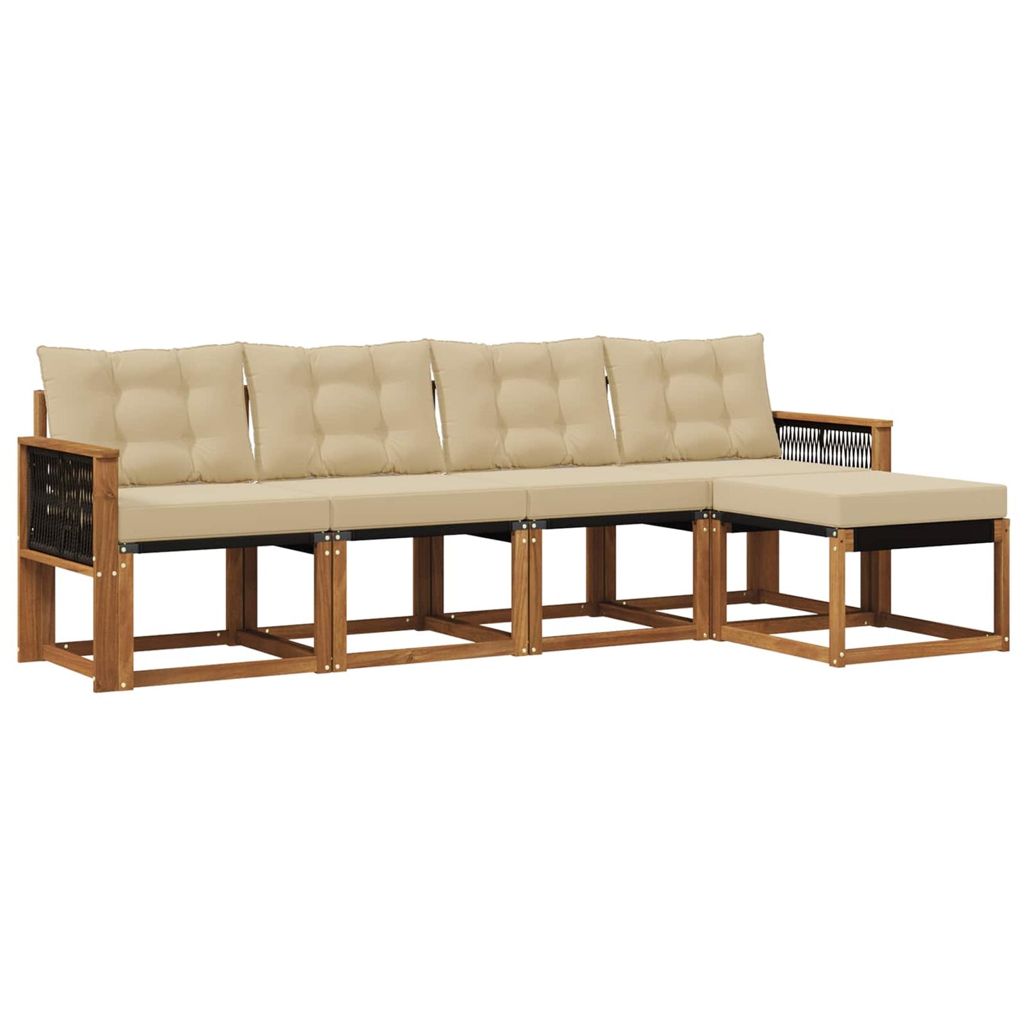 Set di divani da esterno con cuscino 5 pcs Naturale e Beige | homemem39