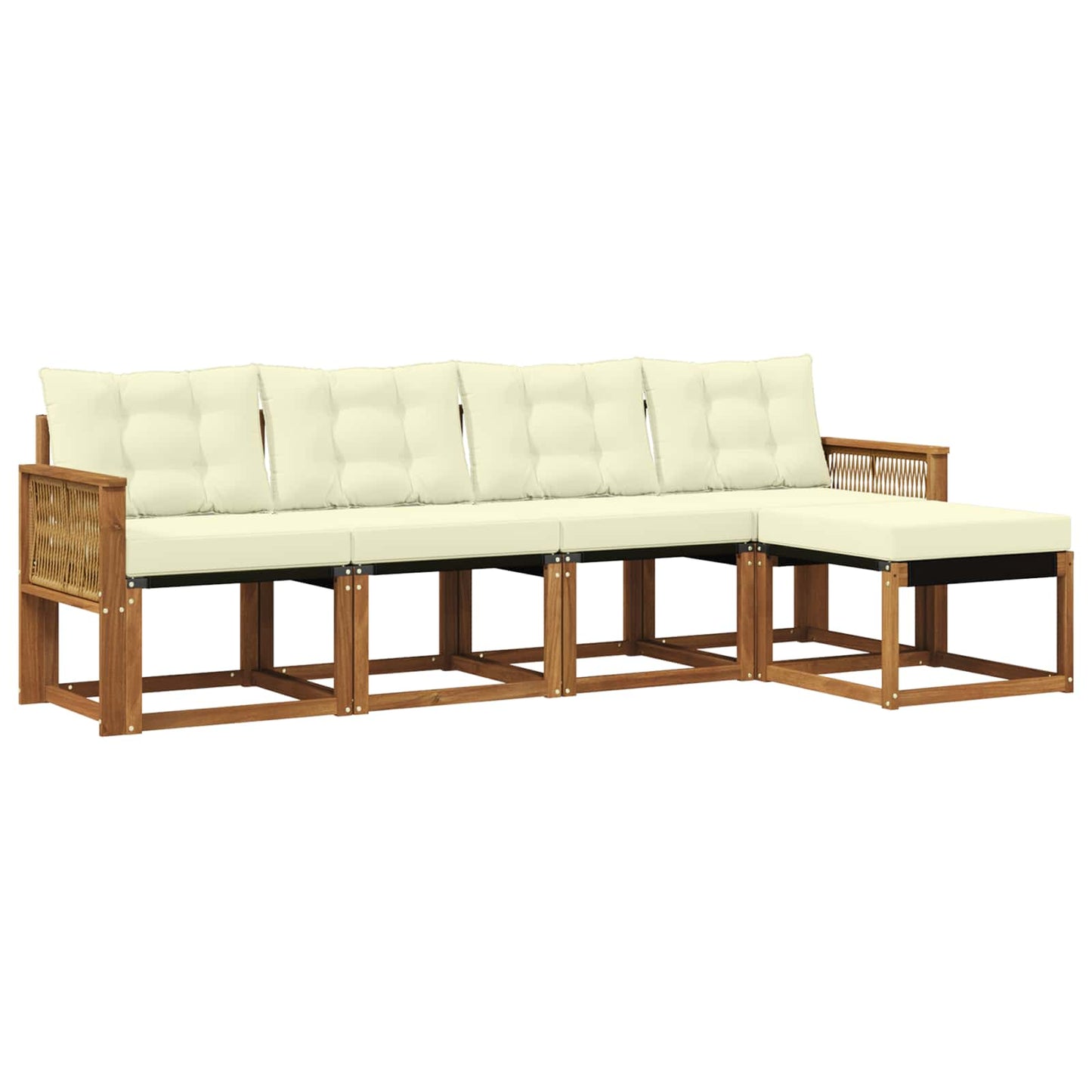 Set di divani da esterno con cuscino 5 pcs Naturale e Crema | homemem39