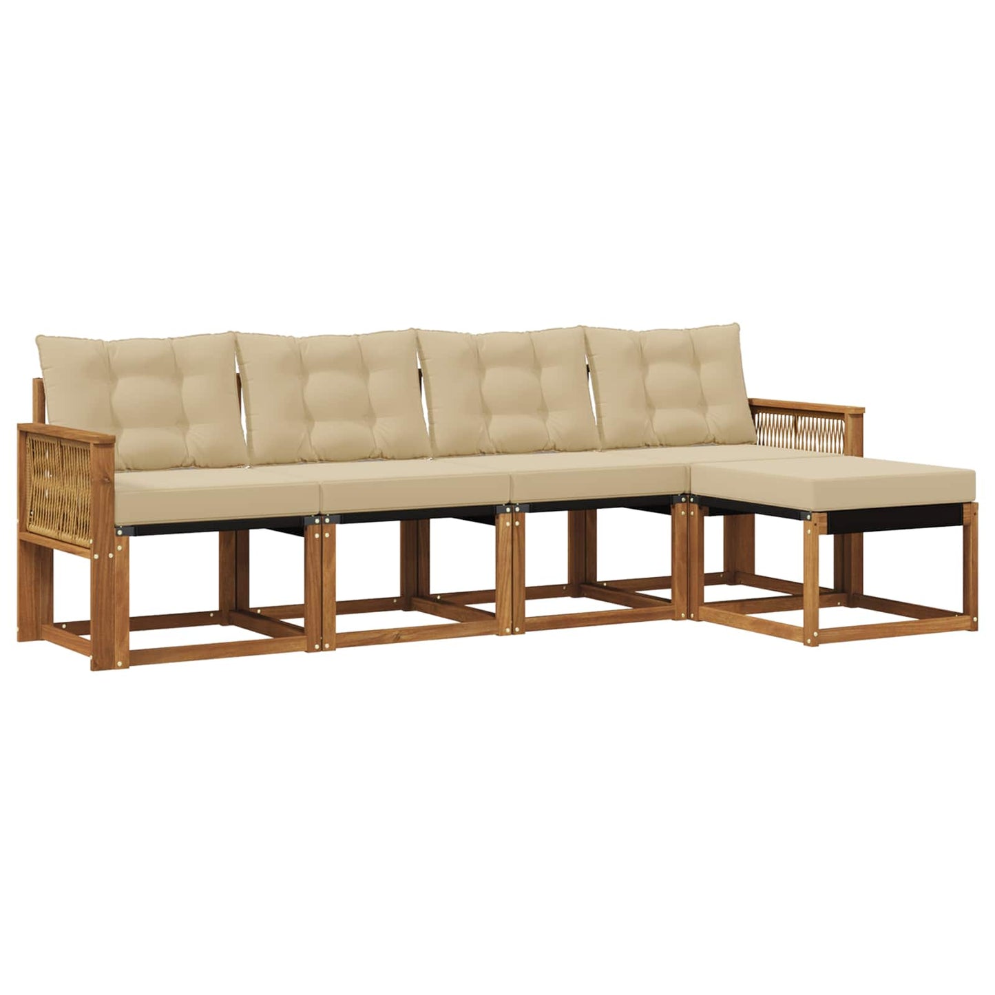 Set di divani da esterno con cuscino 5 pcs Naturale e Beige | homemem39