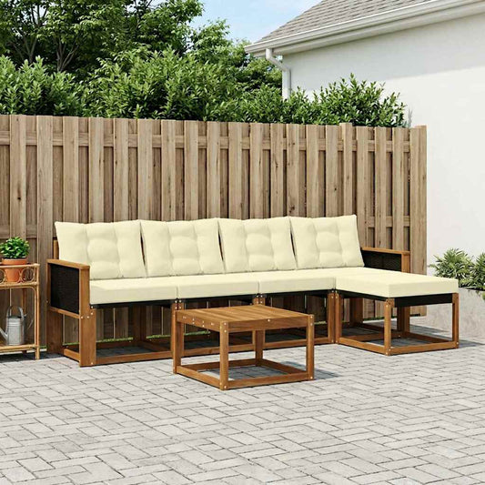 Set di divani da esterno con cuscino 6 pcs Naturale e Crema