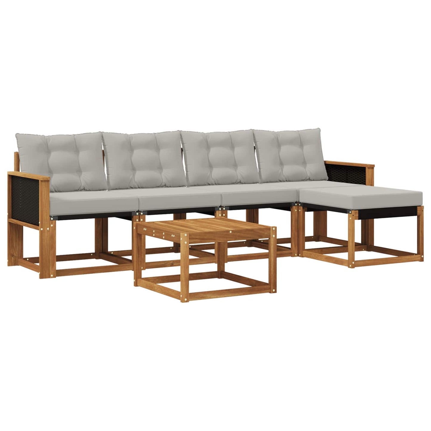 Set di divani da esterno 6 pcs Naturale e Grigio Chiaro