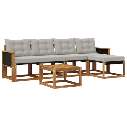Set di divani da esterno 6 pcs Naturale e Grigio Chiaro