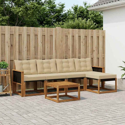Set di divani da esterno con cuscino 6 pcs Naturale e Beige | homemem39