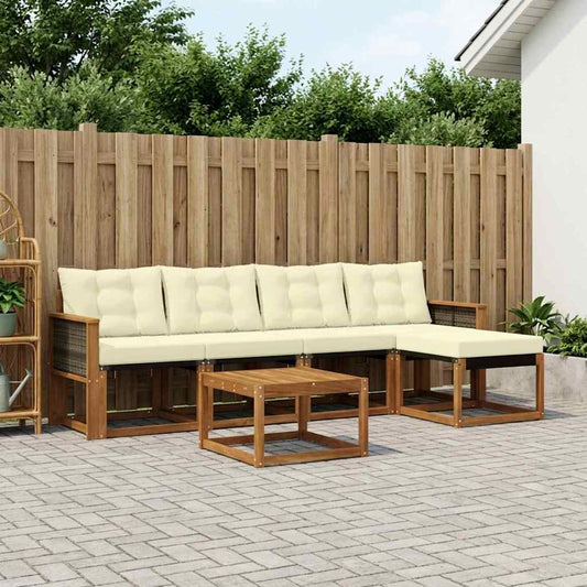 Set di divani da esterno con cuscino 6 pcs Naturale e Crema | homemem39