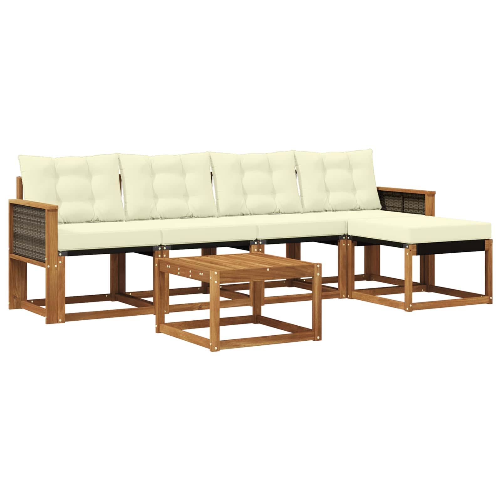 Set di divani da esterno con cuscino 6 pcs Naturale e Crema | homemem39