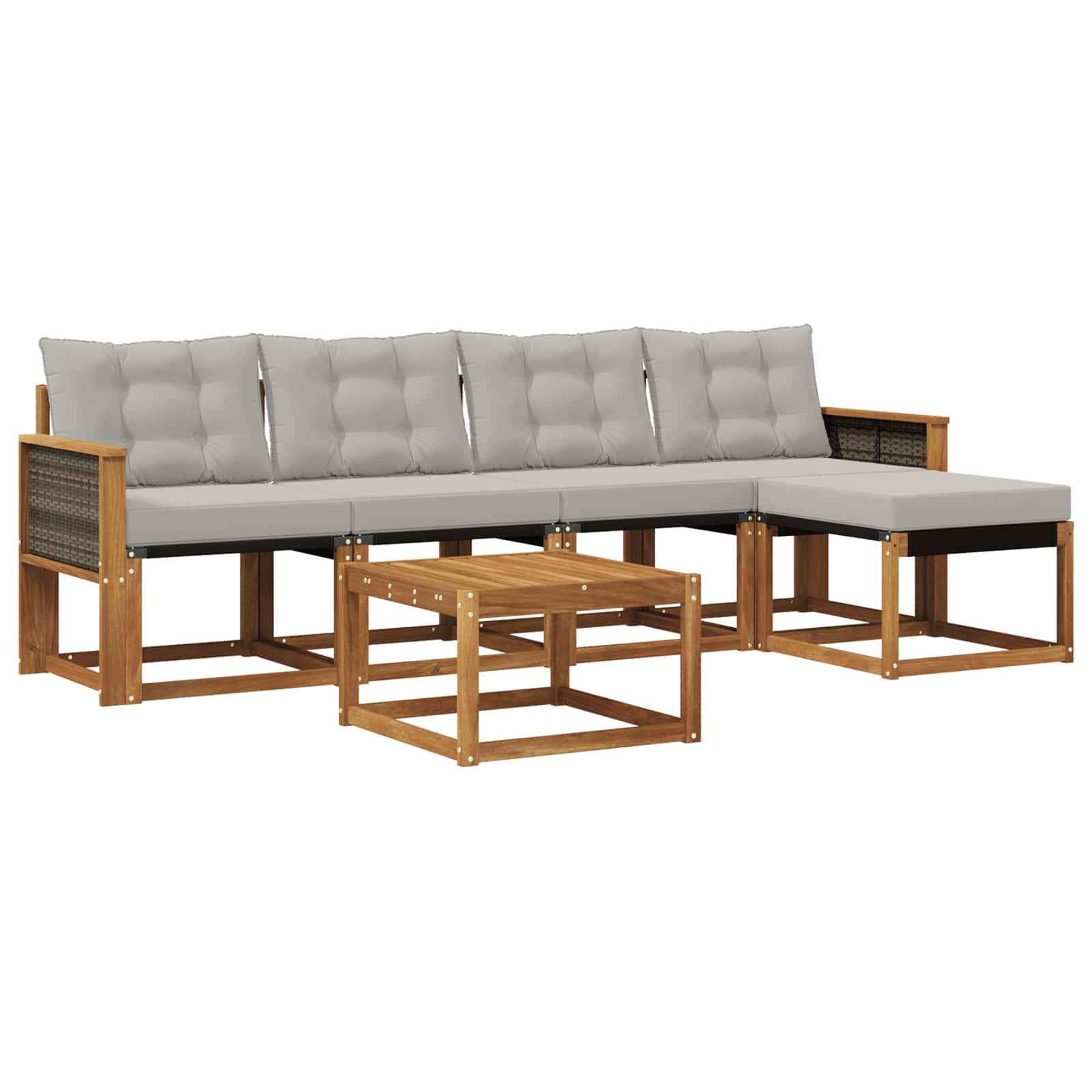 Set di divani da esterno 6 pcs Naturale e Grigio Chiaro | homemem39