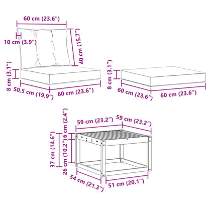 Set di divani da esterno 6 pcs Naturale e Grigio Chiaro