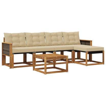 Set di divani da esterno con cuscino 6 pcs Naturale e Beige | homemem39