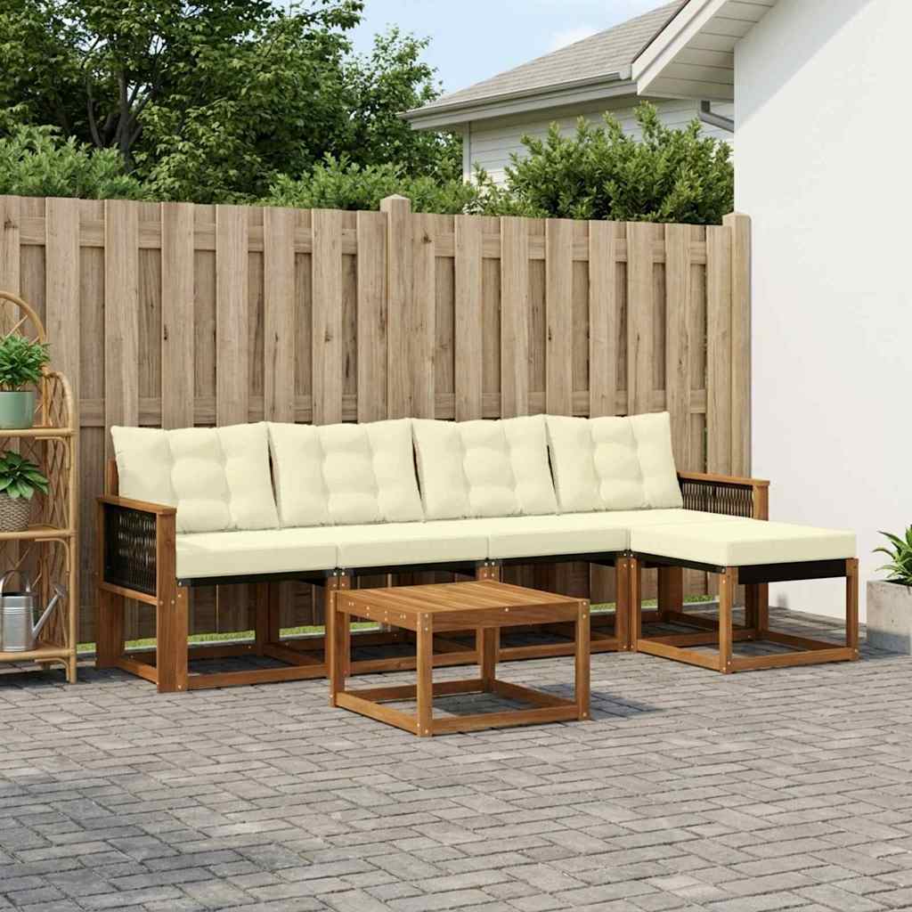 Set di divani da esterno con cuscino 6 pcs Naturale e Crema