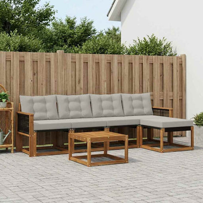 Set di divani da esterno 6 pcs Naturale e Grigio Chiaro