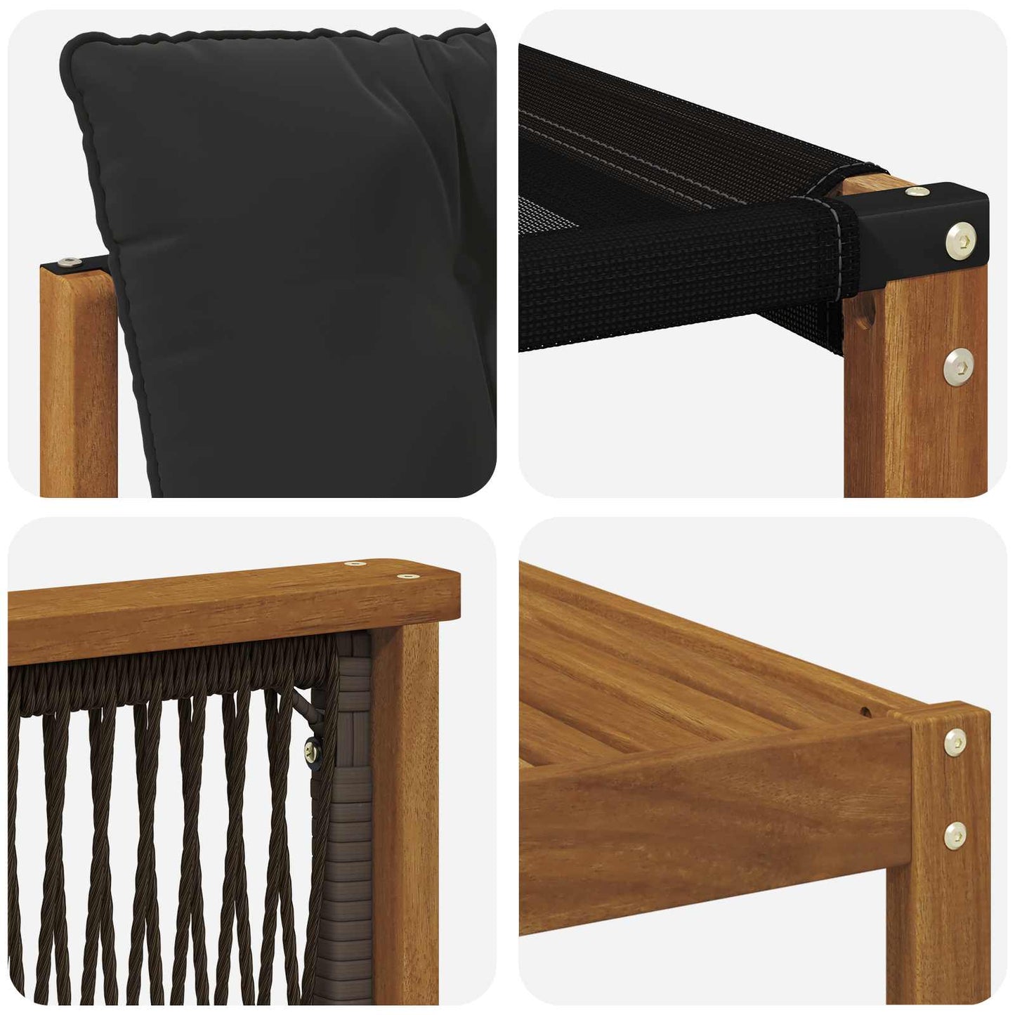 Set di divani da esterno con cuscino 6 pcs Naturale e Nero | homemem39