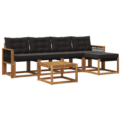 Set di divani da esterno con cuscino 6 pcs Naturale e Nero | homemem39