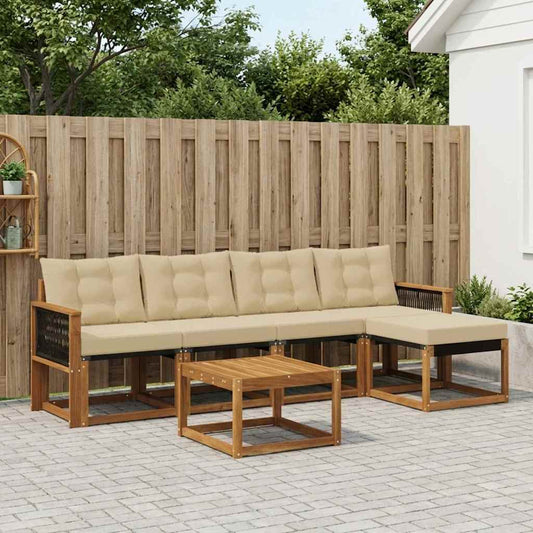 Set di divani da esterno con cuscino 6 pcs Naturale e Beige
