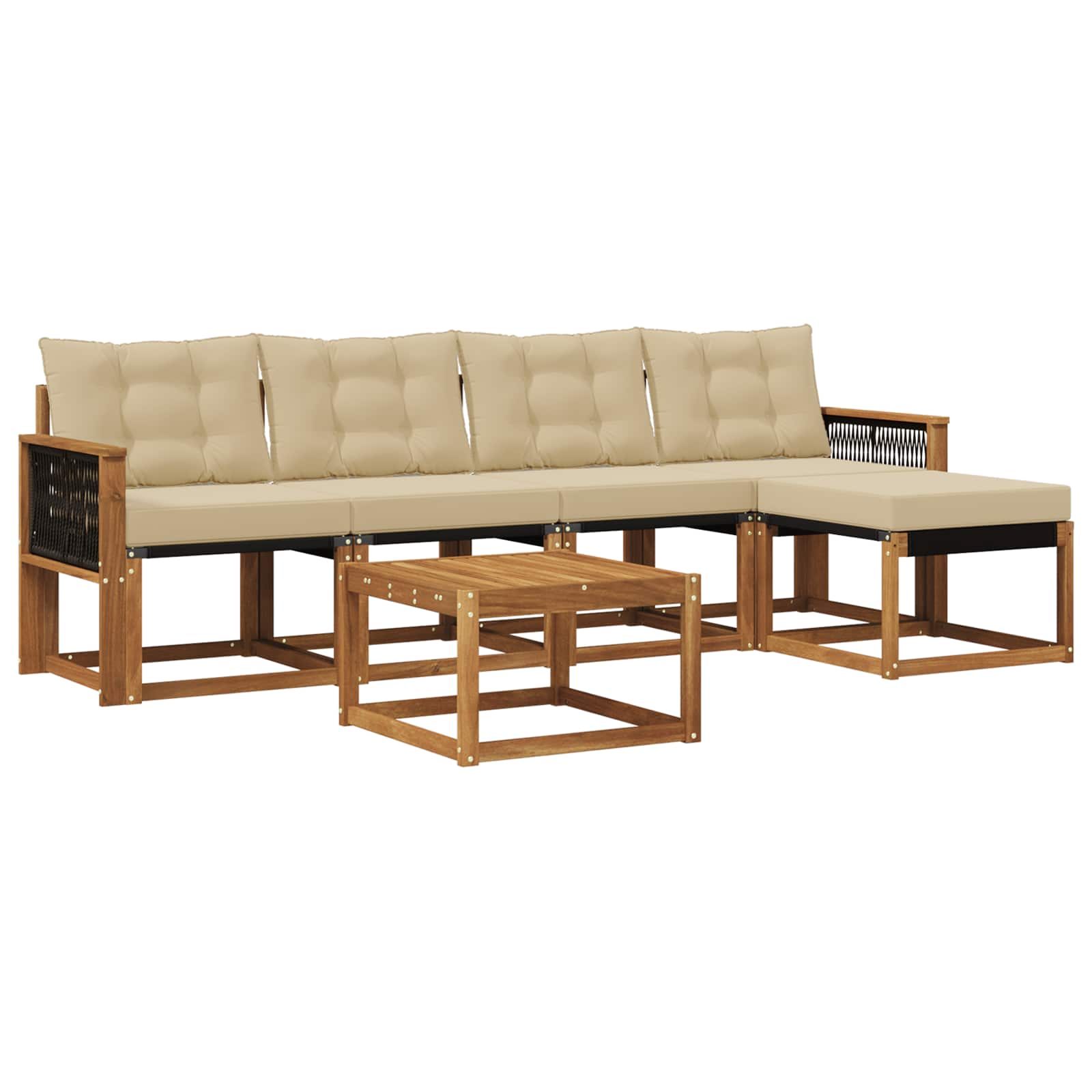 Set di divani da esterno con cuscino 6 pcs Naturale e Beige | homemem39