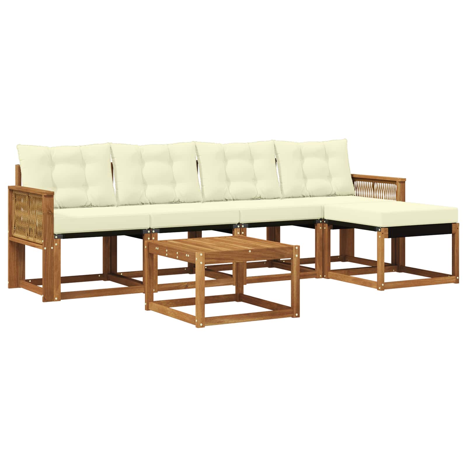 Set di divani da esterno con cuscino 6 pcs Naturale e Crema | homemem39