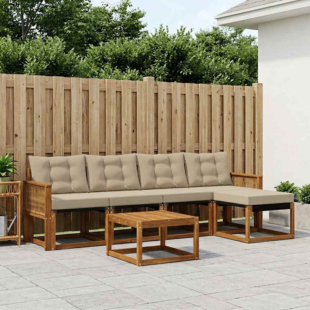 Set di divani da esterno con cuscino 6 pcs Naturale e Beige | homemem39
