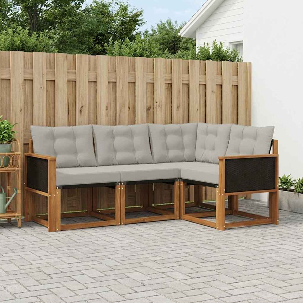 Set di divani da esterno 4 pcs Naturale e Grigio Chiaro | homemem39