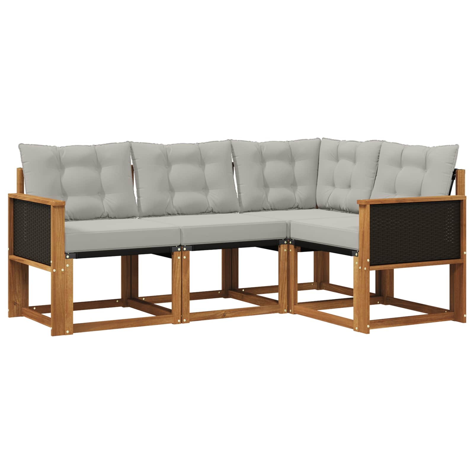Set di divani da esterno 4 pcs Naturale e Grigio Chiaro | homemem39