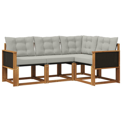 Set di divani da esterno 4 pcs Naturale e Grigio Chiaro | homemem39