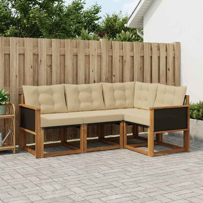 Set di divani da esterno con cuscino 4 pcs Naturale e Beige | homemem39