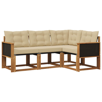 Set di divani da esterno con cuscino 4 pcs Naturale e Beige | homemem39