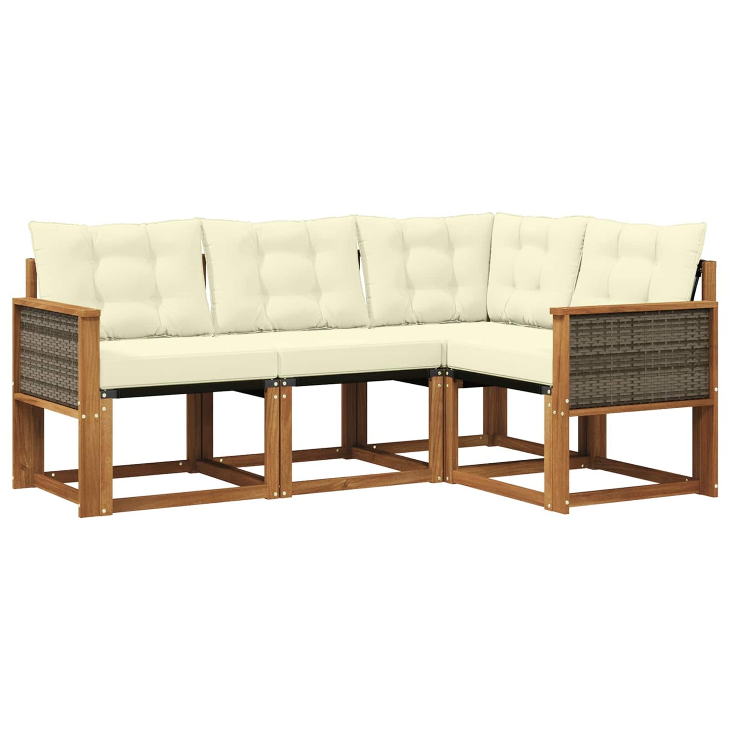 Set di divani da esterno con cuscino 4 pcs Naturale e Crema