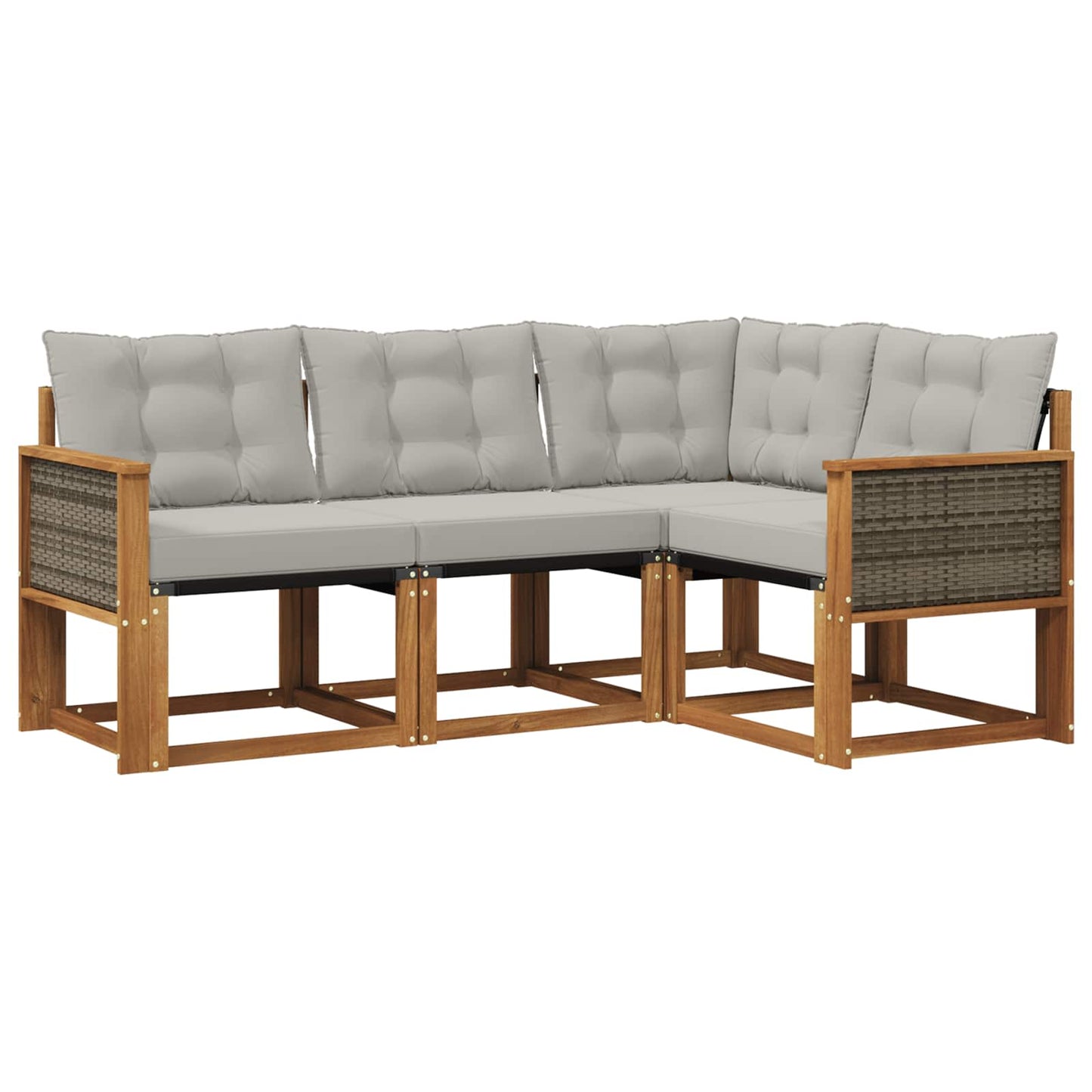 Set di divani da esterno 4 pcs Naturale e Grigio Chiaro | homemem39