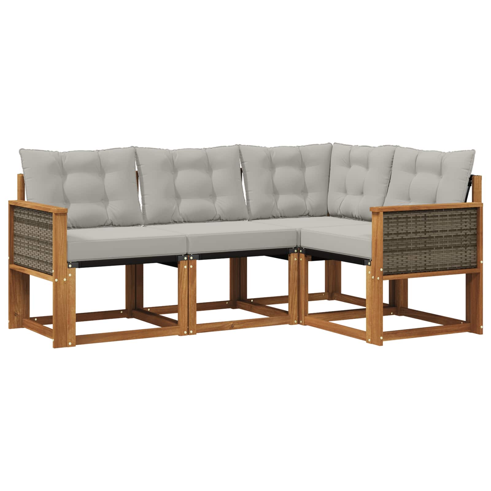 Set di divani da esterno 4 pcs Naturale e Grigio Chiaro | homemem39
