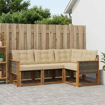 Set di divani da esterno con cuscino 4 pcs Naturale e Beige