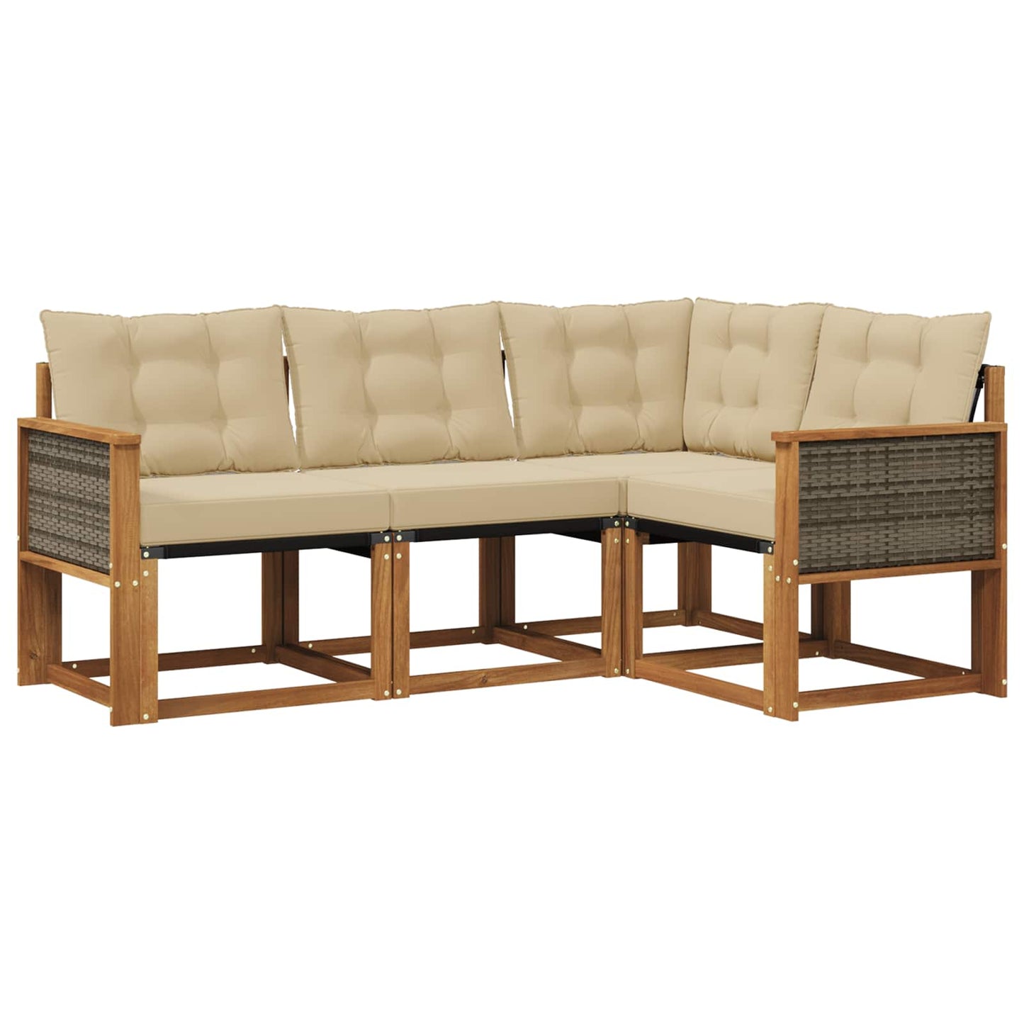 Set di divani da esterno con cuscino 4 pcs Naturale e Beige