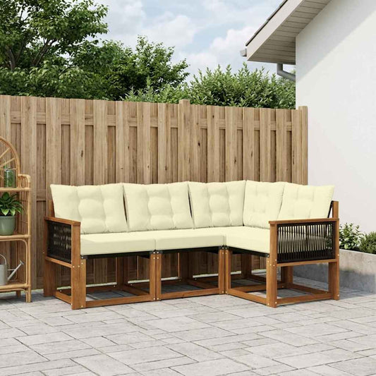 Set di divani da esterno con cuscino 4 pcs Naturale e Crema