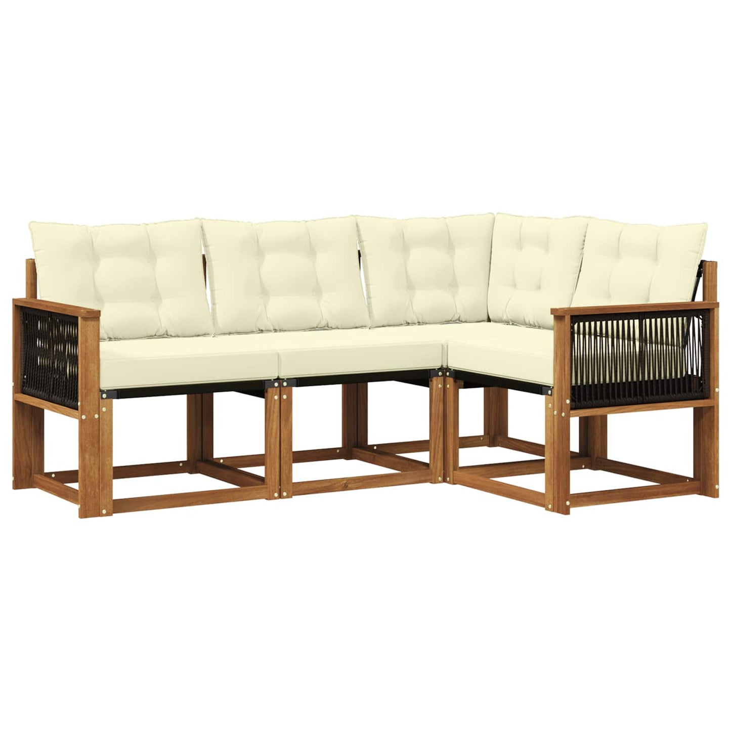 Set di divani da esterno con cuscino 4 pcs Naturale e Crema