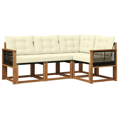 Set di divani da esterno con cuscino 4 pcs Naturale e Crema