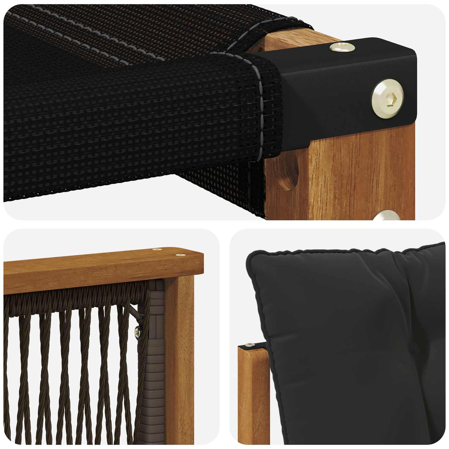 Set di divani da esterno con cuscino 4 pcs Naturale e Nero | homemem39