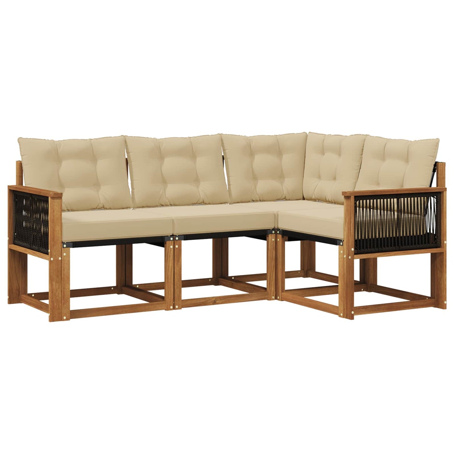 Set di divani da esterno con cuscino 4 pcs Naturale e Beige | homemem39