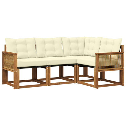 Set di divani da esterno con cuscino 4 pcs Naturale e Crema | homemem39
