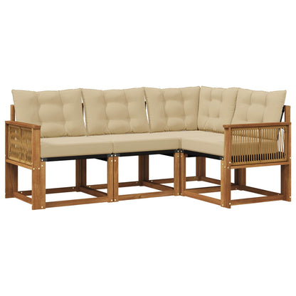 Set di divani da esterno con cuscino 4 pcs Naturale e Beige | homemem39