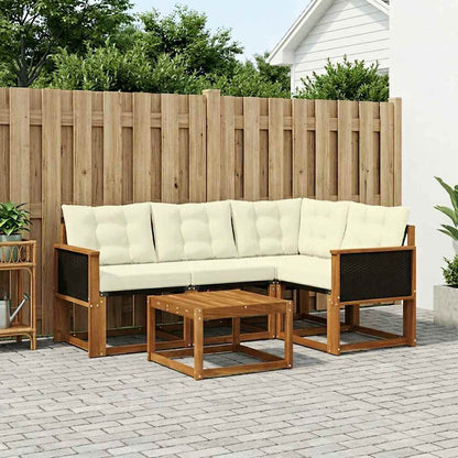 Set di divani da esterno con cuscino 5 pcs Naturale e Crema | homemem39