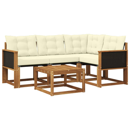 Set di divani da esterno con cuscino 5 pcs Naturale e Crema | homemem39