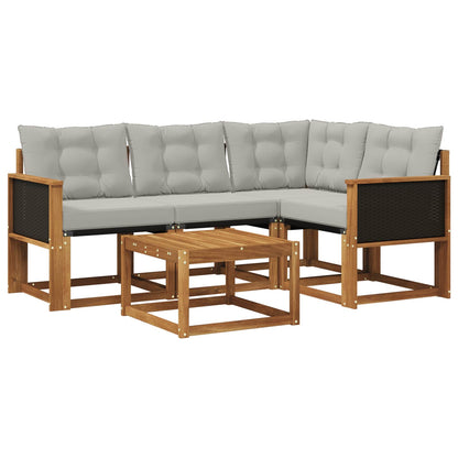 Set di divani da esterno 5 pcs Naturale e Grigio Chiaro | homemem39