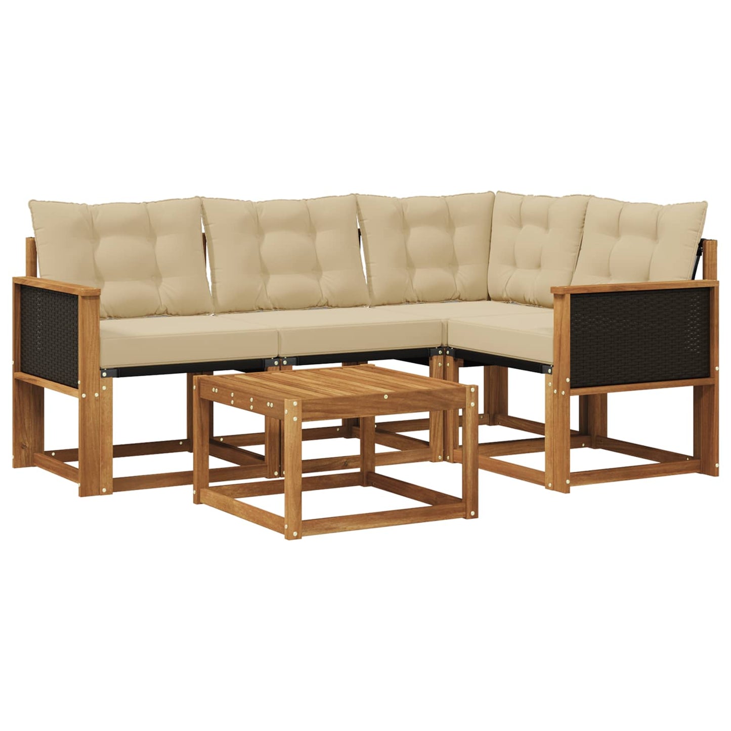 Set di divani da esterno con cuscino 5 pcs Naturale e Beige | homemem39
