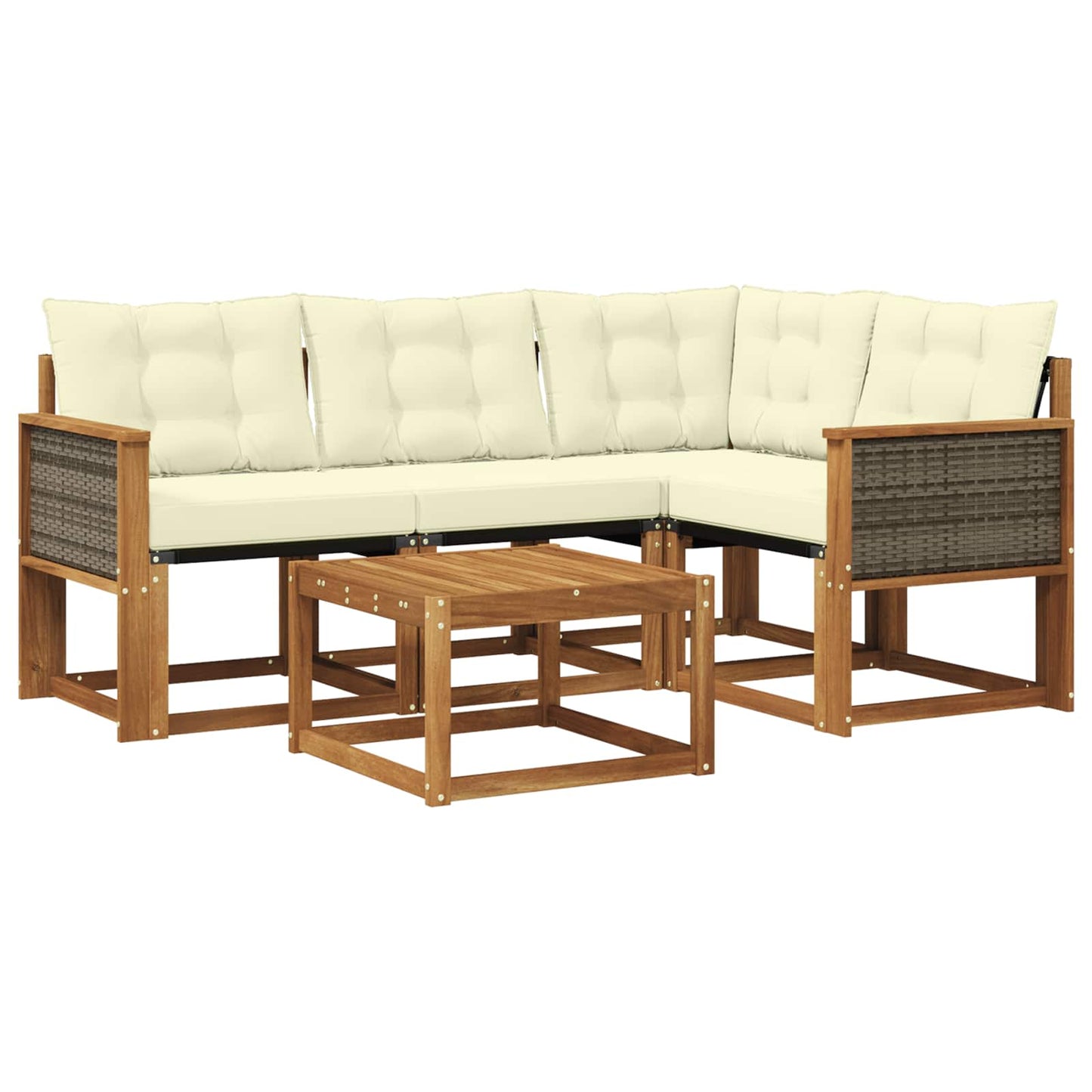 Set di divani da esterno con cuscino 5 pcs Naturale e Crema | homemem39